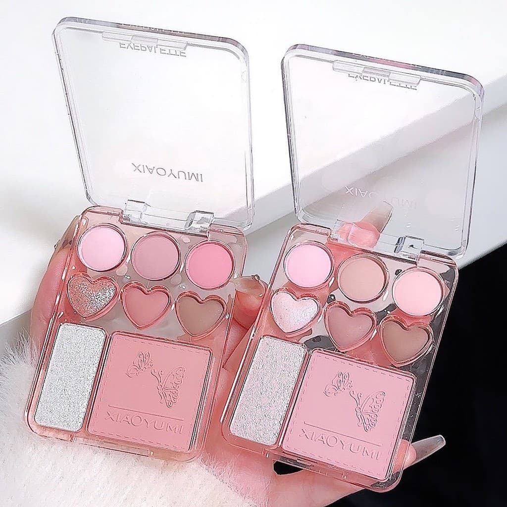 pink.girlพาเลทอายแชโดว์Eyeshadow Palette Sweetheart Blush Highlight One ธรรมชาติสามมิติกันน้ํา-Y0671 รูปที่ 6