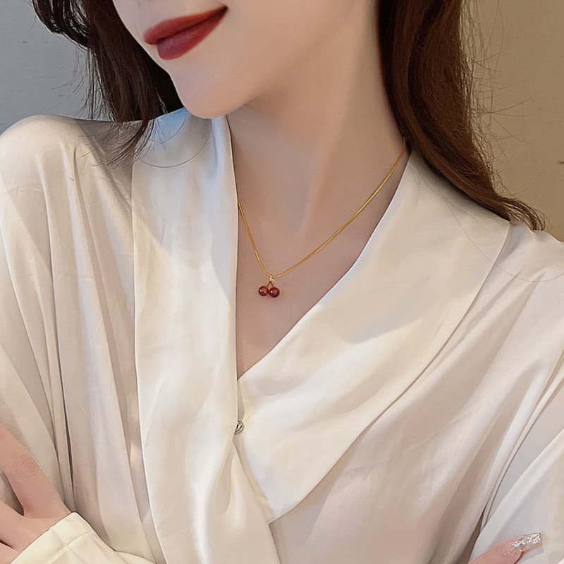 - จี้เชอร์รี่สีแดง แฟชั่น โซ่ไหปลาร้า น่ารัก ระดับไฮเอนด์ ออกแบบเรียบ ง่าย ไม่ตกสี รูปที่ 6