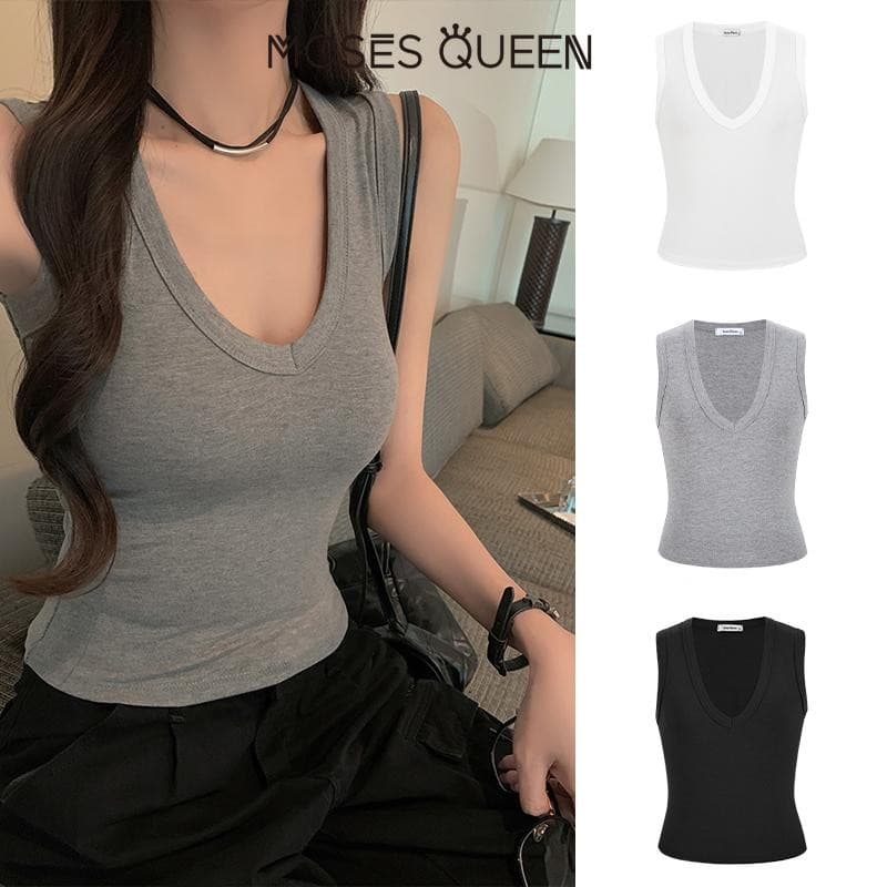 MOSESQUEEN เสื้อกั๊กแปรงเซ็กซี่ ไหล่กว้างพร้อมแผ่นรองหน้าอก เสื้อด้านในฤดูหนาวกระชับสัดส่วน #62839 รูปที่ 3