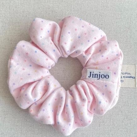Jinjoo S02 ยางรัดผม Pastel Polka Dreams ผ้าเกรดดี ลายจุด polka dot สีสันน่ารัก มี 4 สี ขนาด 10.5 cm. เหมาะกับคนผมบาง รูปที่ 2