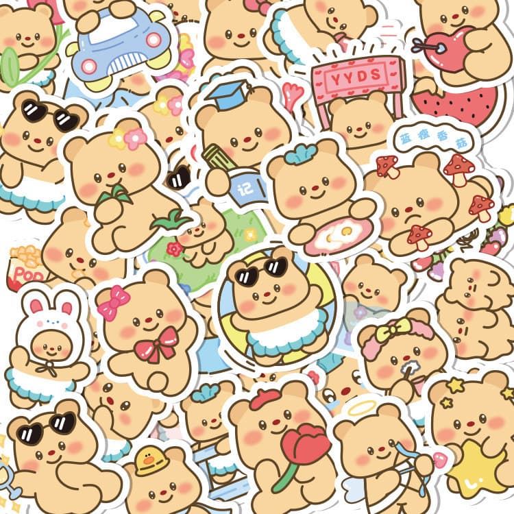 100แผ่นเนยหมีสติกเกอร์การ์ตูนหมีน่ารักอิโมติคอนโน๊ตบุ๊คโน๊ตบุ๊คสติกเกอร์ตกแต่ง รูปที่ 1