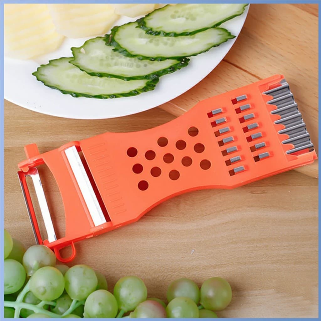 มีดปอกผลไม้ ที่ขูดมะละกอ เครื่องตัดผักเอนกประสงค์ แบบหนา 5in1 veggie chopper รูปที่ 4