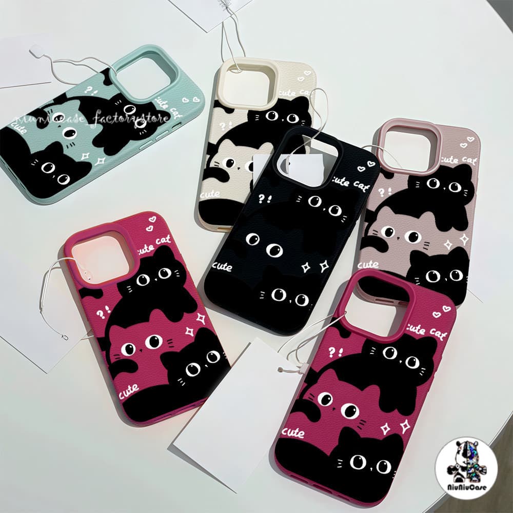 เคส For iPhone 13 เคสหนังเนื้อนิ่มสีแคนดี้ น่ารัก Mดำ For iPhone 15 16 13 14 12 11 Pro Max XS XR 7P 8P เคสหนัง Case รูปที่ 9