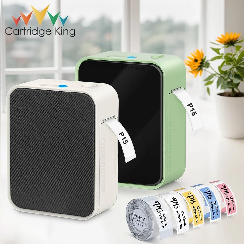 เครื่องพิมพ์ฉลากความร้อน P15 Bluetooth Label Sticker Printer Label Maker Machine Mini Portable Wireless Label Printer P12 Portable Glue Sticker Printer คล้ายกับ Marklife Niimbot รูปที่ 1