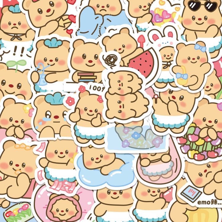 100แผ่นเนยหมีสติกเกอร์การ์ตูนหมีน่ารักอิโมติคอนโน๊ตบุ๊คโน๊ตบุ๊คสติกเกอร์ตกแต่ง รูปที่ 9