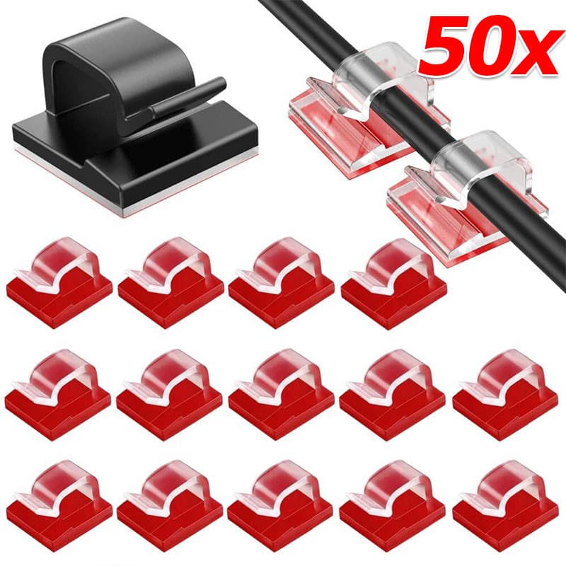 10/30/50 ชิ้น Self กาวสายไฟคลิป/รถผู้ถือสายไฟ Clamp/USB หูฟังสาย Winder Organizer รูปที่ 1