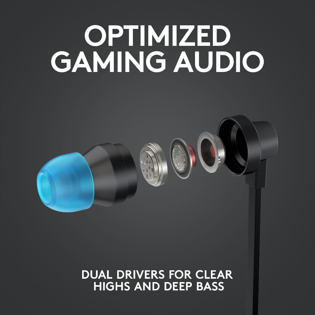 LOGITECH G333 GAMING EARPHONES WITH MIC AND DUAL DRIVERS หูฟังเกมมิ่ง เชื่อมต่อได้ทั้ง AUX & USB-C รูปที่ 3