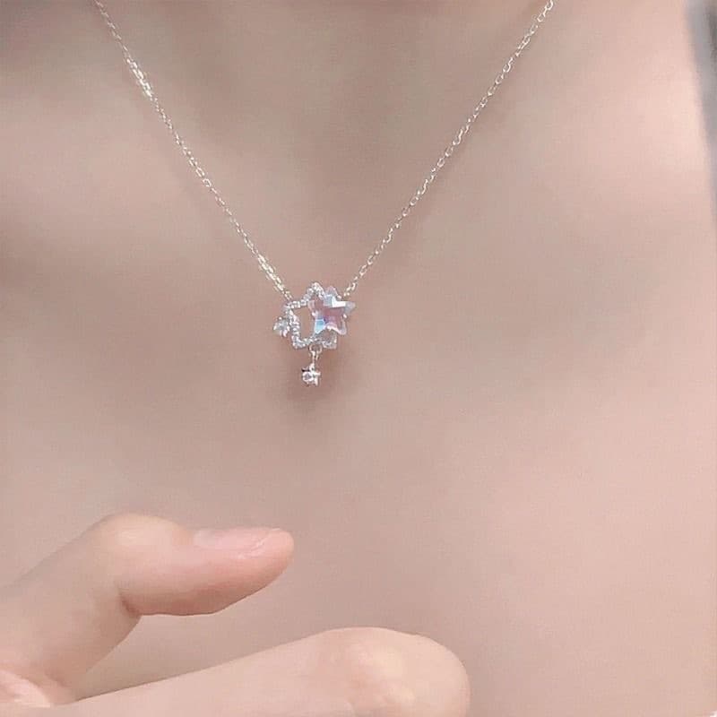 สร้อยคอรูปดาว ซิมโฟนีสตาร์ สร้อยคอแฟชั่น สไตล์เกาหลี น่ารักมินิมอล เครื่องประดับสำหรับใส่ไปเดท รูปที่ 8
