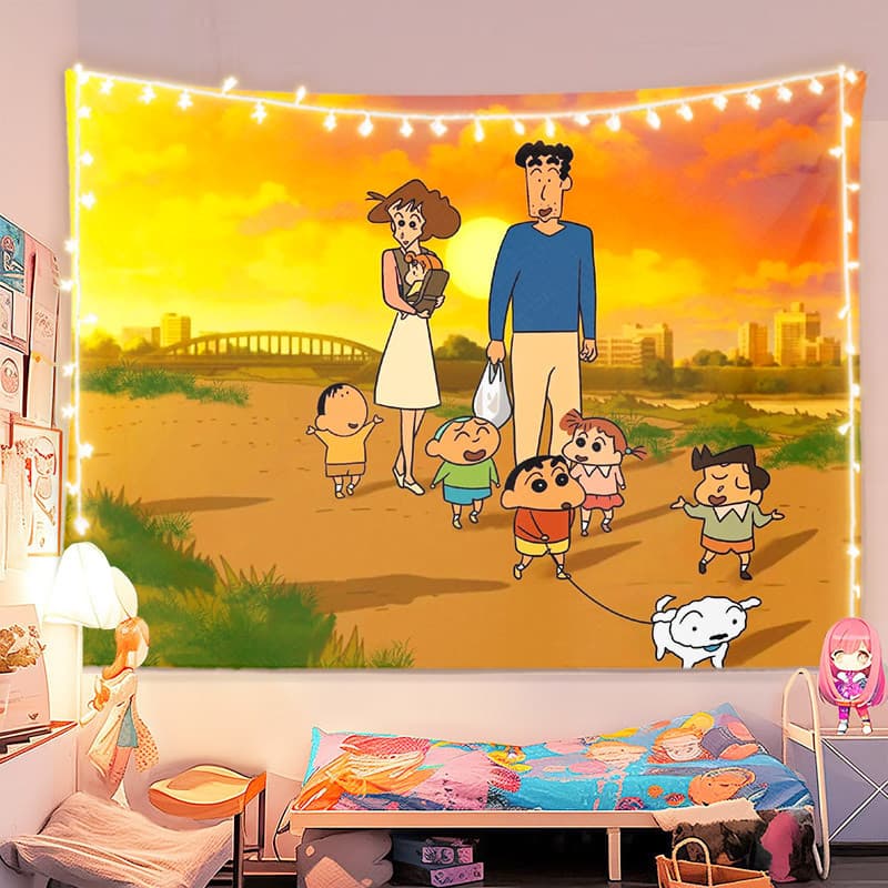จัดส่งจากไทย] ผ้าพื้นหลัง Agirl Crayon Shin-chan ผ้าแขวนการ์ตูนอนิเมะสองมิติ น่ารัก ตกแต่งห้องนอนวันเกิด รูปที่ 5