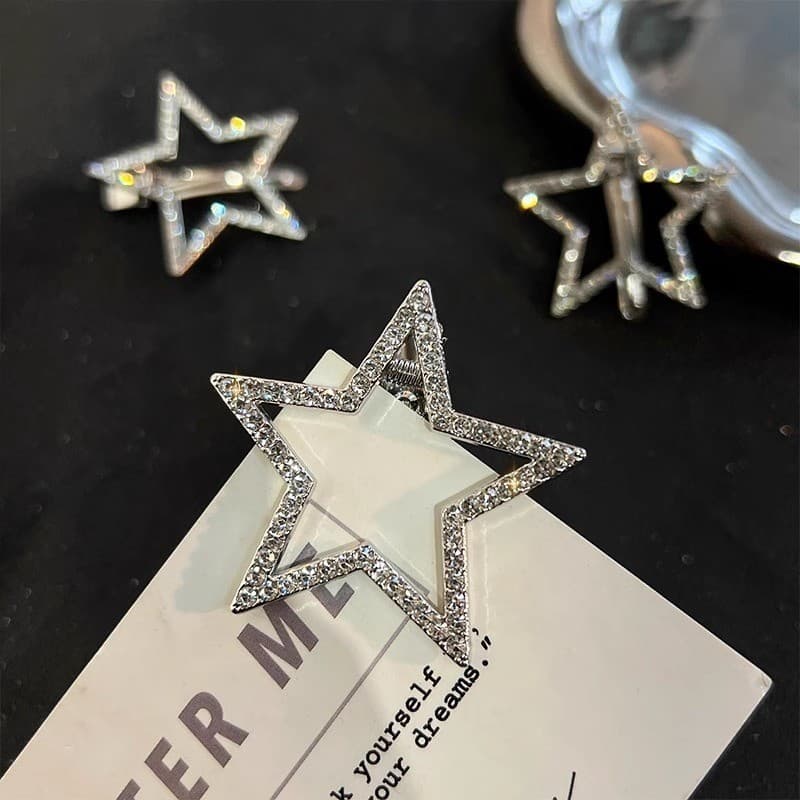 Silver Star แฟชั่น Bling Zircon Hairpin Bangs คลิปเจ้าหญิง Headwear เครื่องประดับผม รูปที่ 9