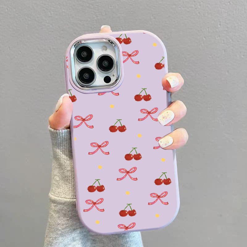 CODเต็มหน้าจอ เชอร์รี่ โบว์ Case for IPhone 11 12 13 14 15 16 PRO MAX 6 7 8 14 15 PLUS XR X XS MAX กรณีโทรศัพท์มือถือ รูปที่ 3