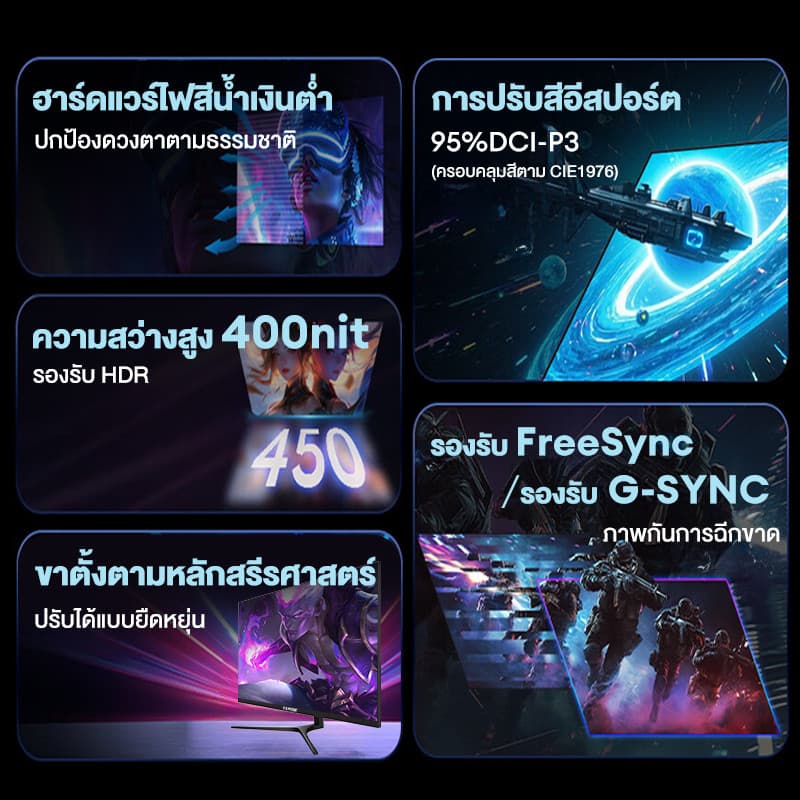 สัมผัสจอภาพ 144hz 27 นิ้วจอภาพ 165hz 2k IPS 1ms 19 นิ้ว - 32 นิ้ว LED/LCD VGA / HDMI / DP รับประกันหนึ่งปี รูปที่ 5