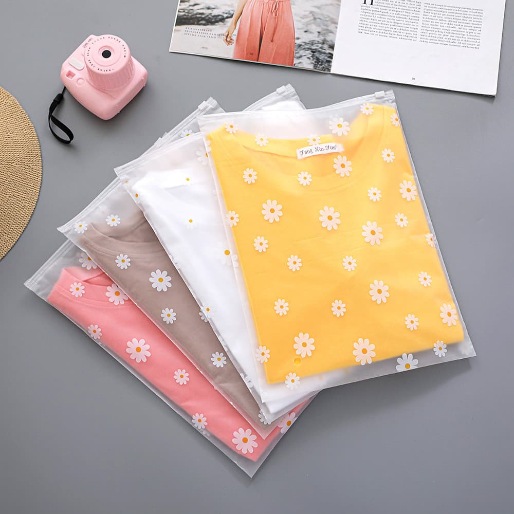 ถุงPE ถุงซิปใส่เสื้อผ้าลายดอกเดซี่ ถุงเก็บของเดินทาง พลาสติก รูปที่ 2
