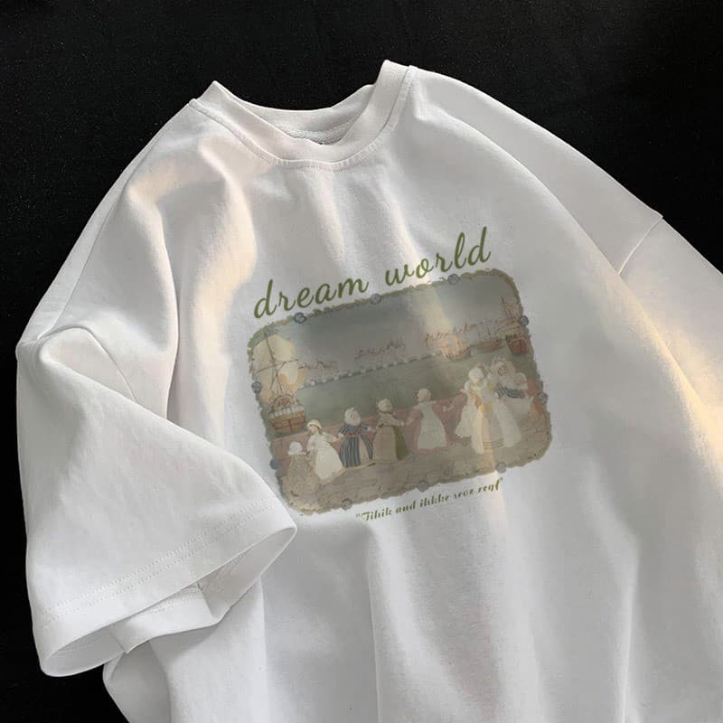COD MAO Shop เสื้อยืดฤดูร้อนแขนสั้นผ้าฝ้ายรุ่นเฮฟวี่เวทหลวมอเมริกันเฉพาะพรีเมี่ยมท็อป#56869 รูปที่ 2