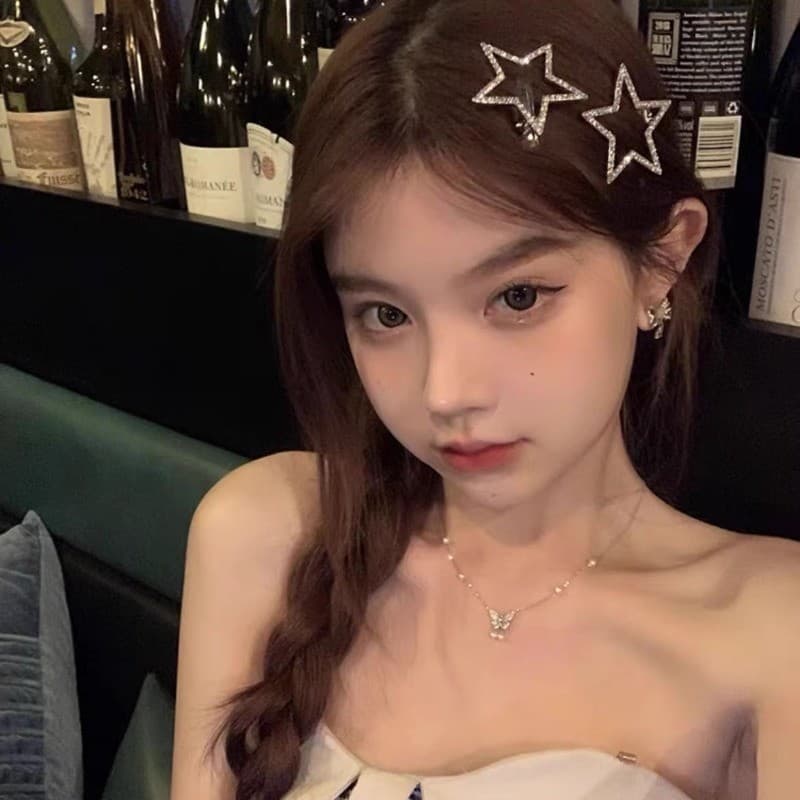 Silver Star แฟชั่น Bling Zircon Hairpin Bangs คลิปเจ้าหญิง Headwear เครื่องประดับผม รูปที่ 7