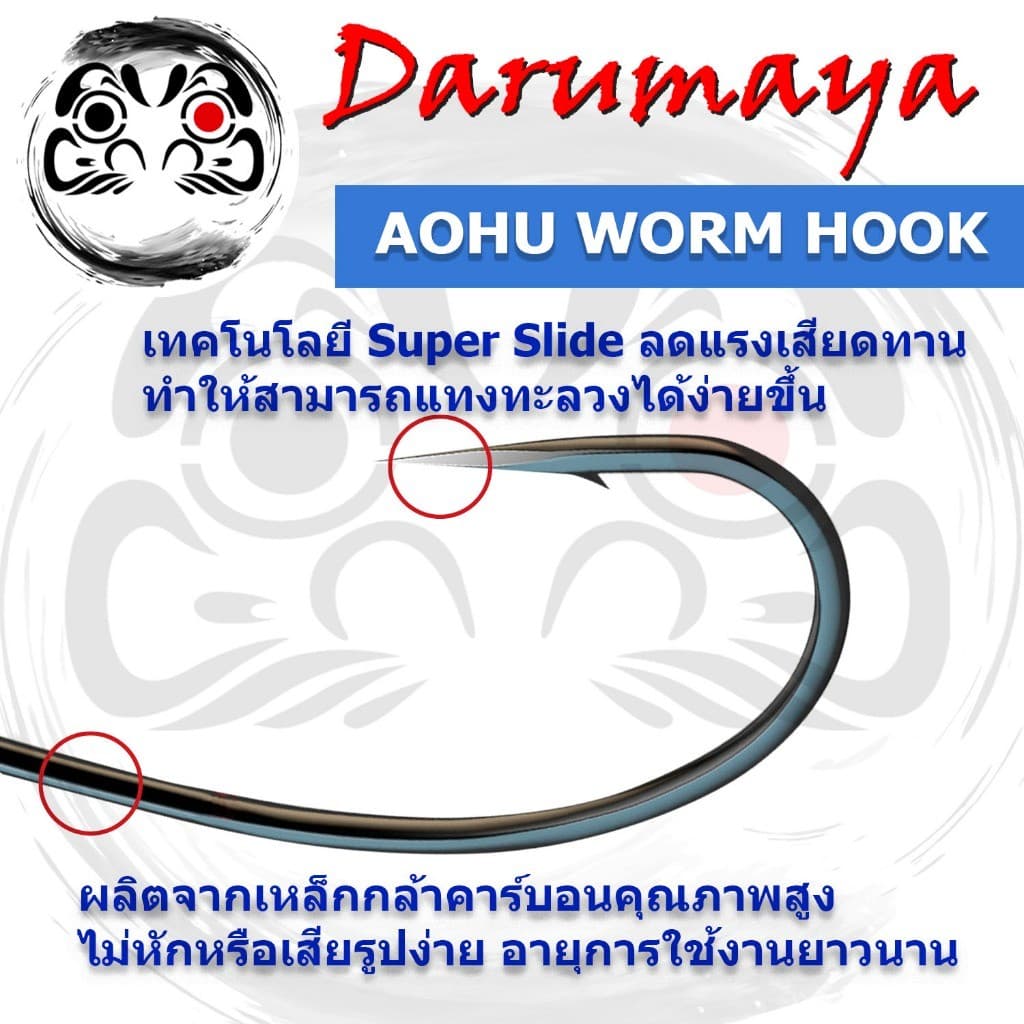 ตัวเบ็ด หนอน Ahou รุ่น Super Slide คมจัด หลุดยาก เบ็ด เท็กซัส งานเหยื่อยาง หนอนยาง ปลายาง รูปที่ 2