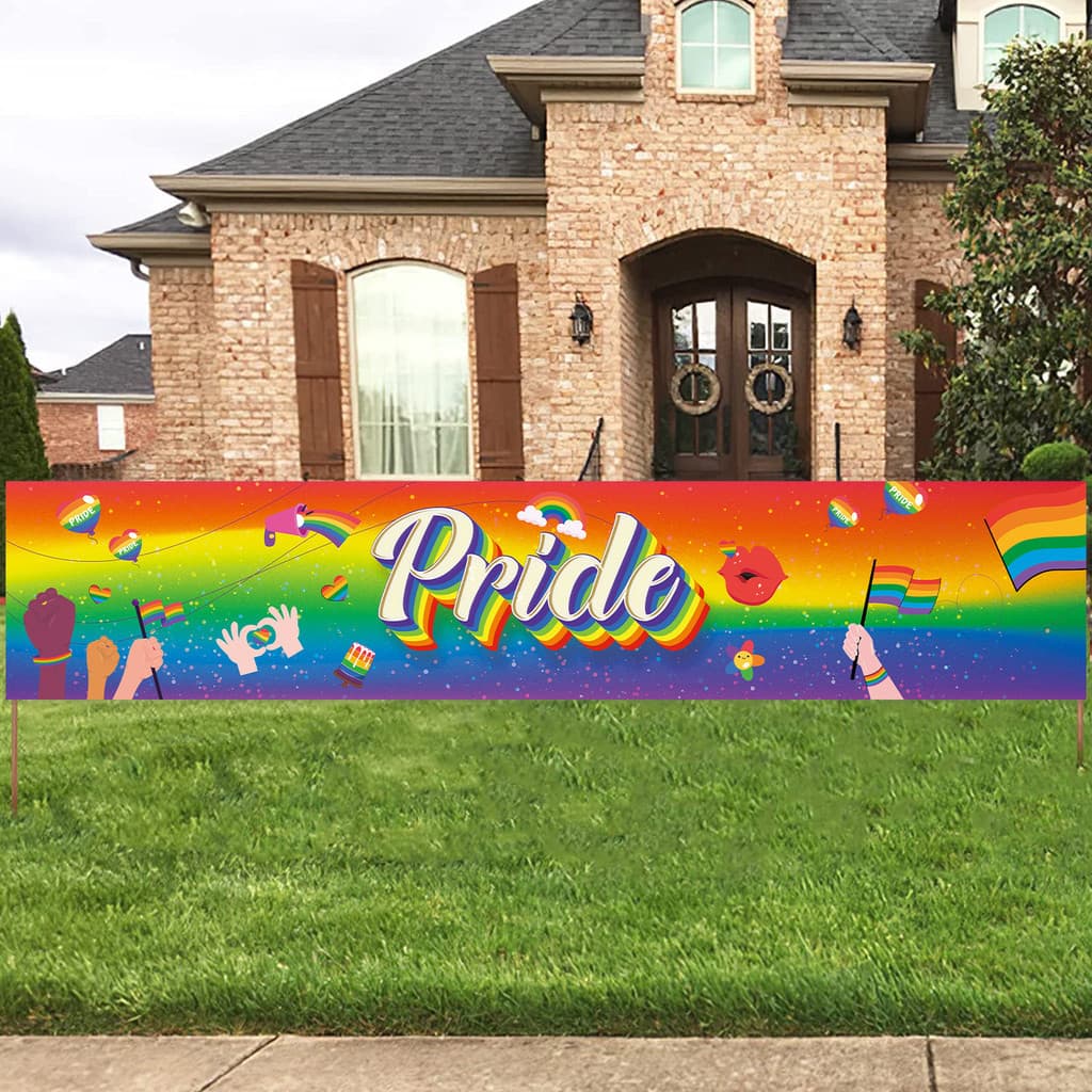 ธงสายรุ้ง Pride Month ผ้าโพลีเอสเตอร์กันน้ำ เสริมความแข็งแรง 4 มุม พร้อมตาไก่สำหรับแขวน/ถือเดินพาเหรด รูปที่ 1