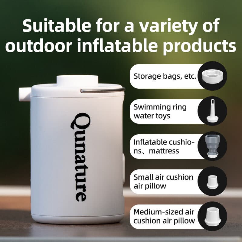 Qunature ปั๊มตั้งแคมป์ไฟฟ้าแบบพกพาเบาะลมแหวนว่ายน้ําเกียร์กลางแจ้ง รูปที่ 3