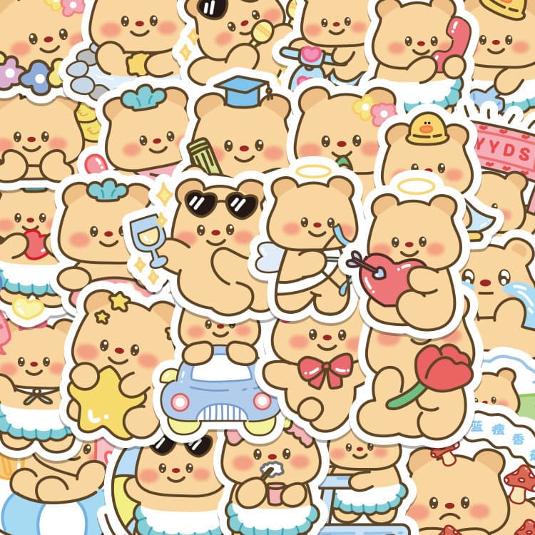 100แผ่นเนยหมีสติกเกอร์การ์ตูนหมีน่ารักอิโมติคอนโน๊ตบุ๊คโน๊ตบุ๊คสติกเกอร์ตกแต่ง รูปที่ 2