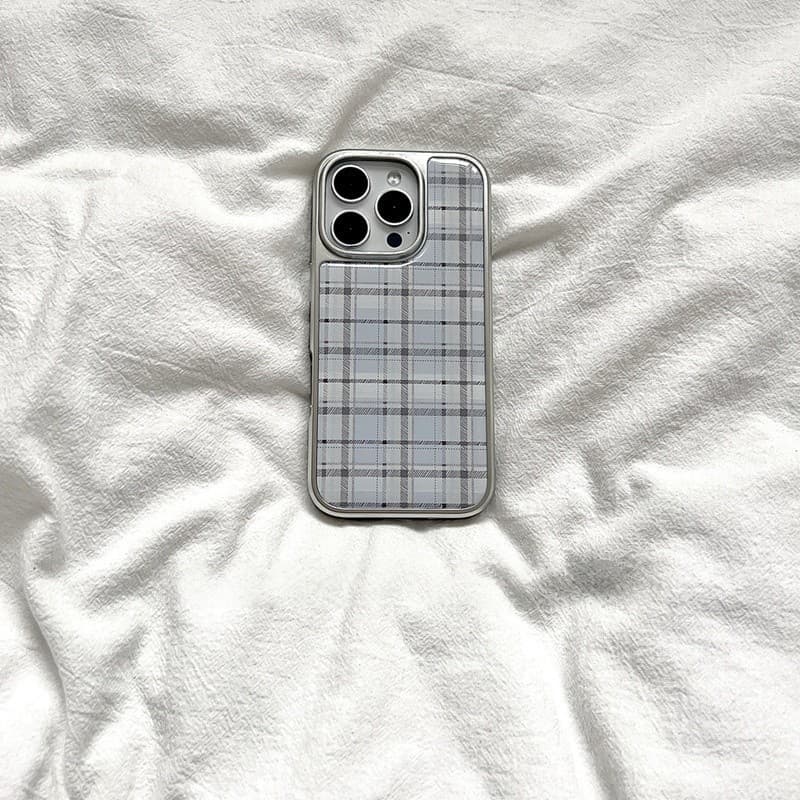 สีฟ้าลายสก๊อตเคสโทรศัพท์Drop-ResistantสําหรับiPhone 16 Promax 15 Promax 11 12 13 14plus 15plus 16e 16plus 15pro รูปที่ 4
