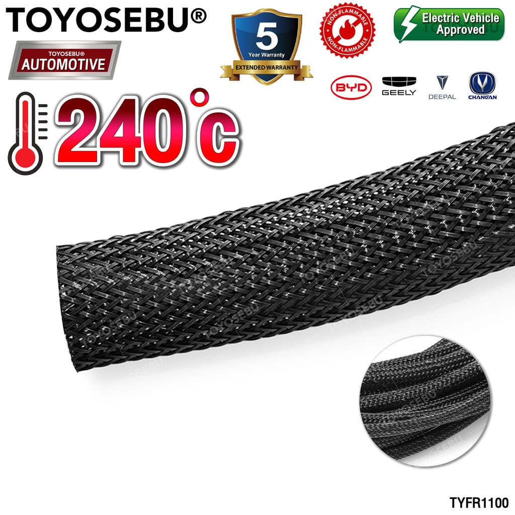 TOYOSEBU สายถัก ปลอกหุ้มสายไฟ ท่อถักเก็บสายไฟ ทนพิเศษ 240องศา ขนาด 5/7/9/14/16/19/25/32 mm. รูปที่ 3