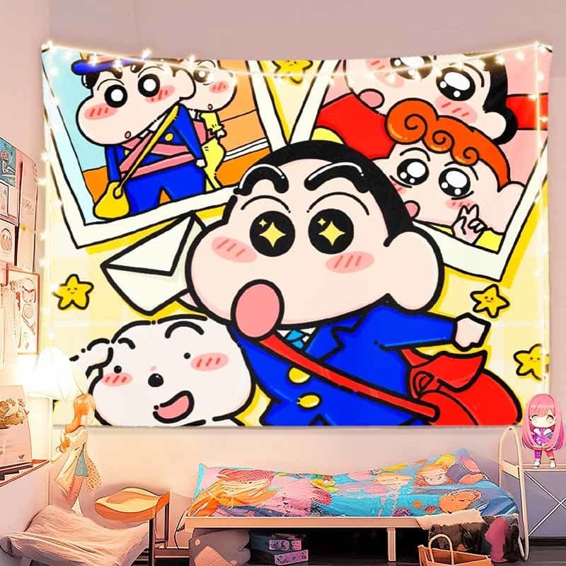 จัดส่งจากไทย] ผ้าพื้นหลัง Agirl Crayon Shin-chan ผ้าแขวนการ์ตูนอนิเมะสองมิติ น่ารัก ตกแต่งห้องนอนวันเกิด รูปที่ 6