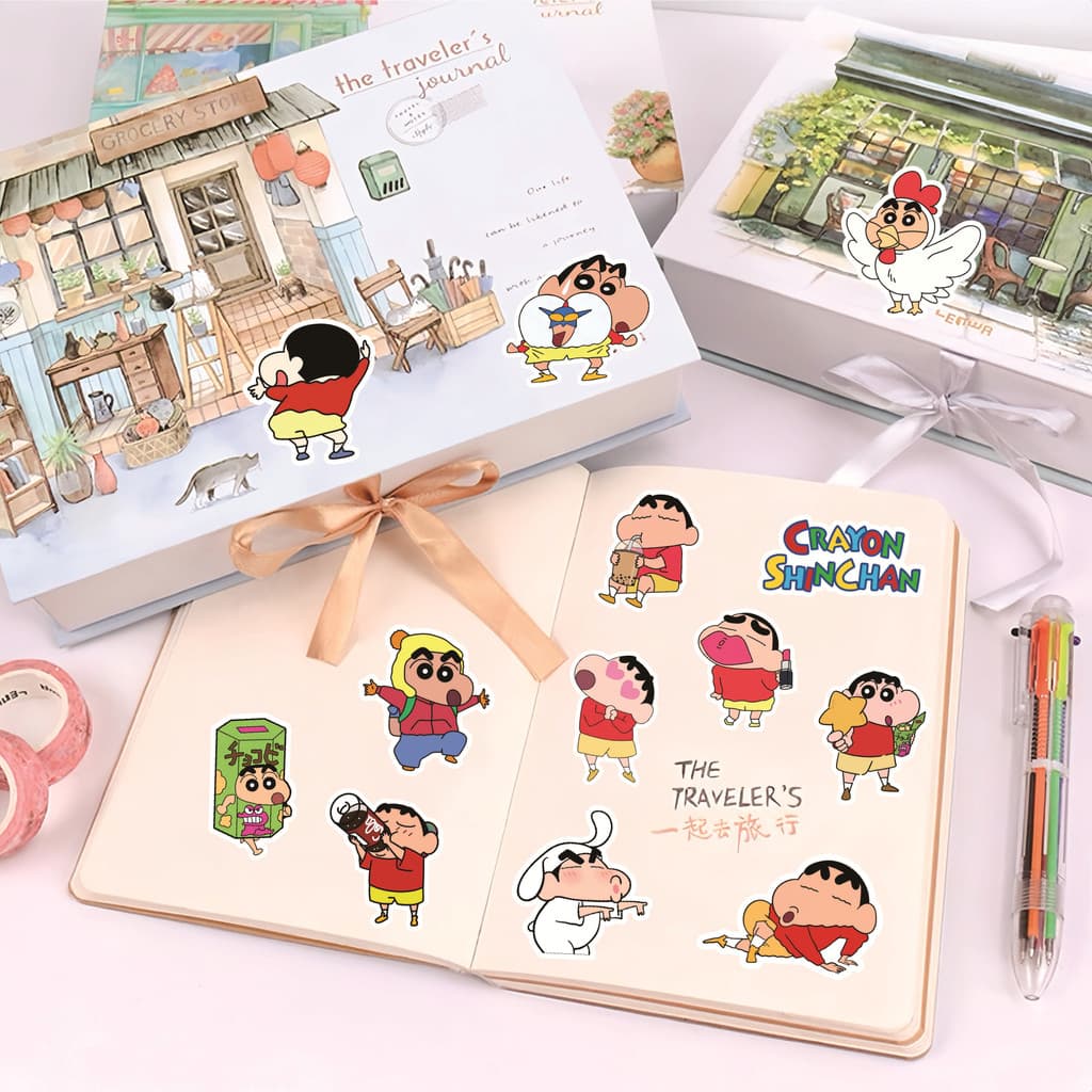 100ชิ้น/เซ็ต Q สติ๊กเกอร์เครยอนชินจังตลก สติ๊กเกอร์แฟชั่น DIY Doodle Decals รูปที่ 6