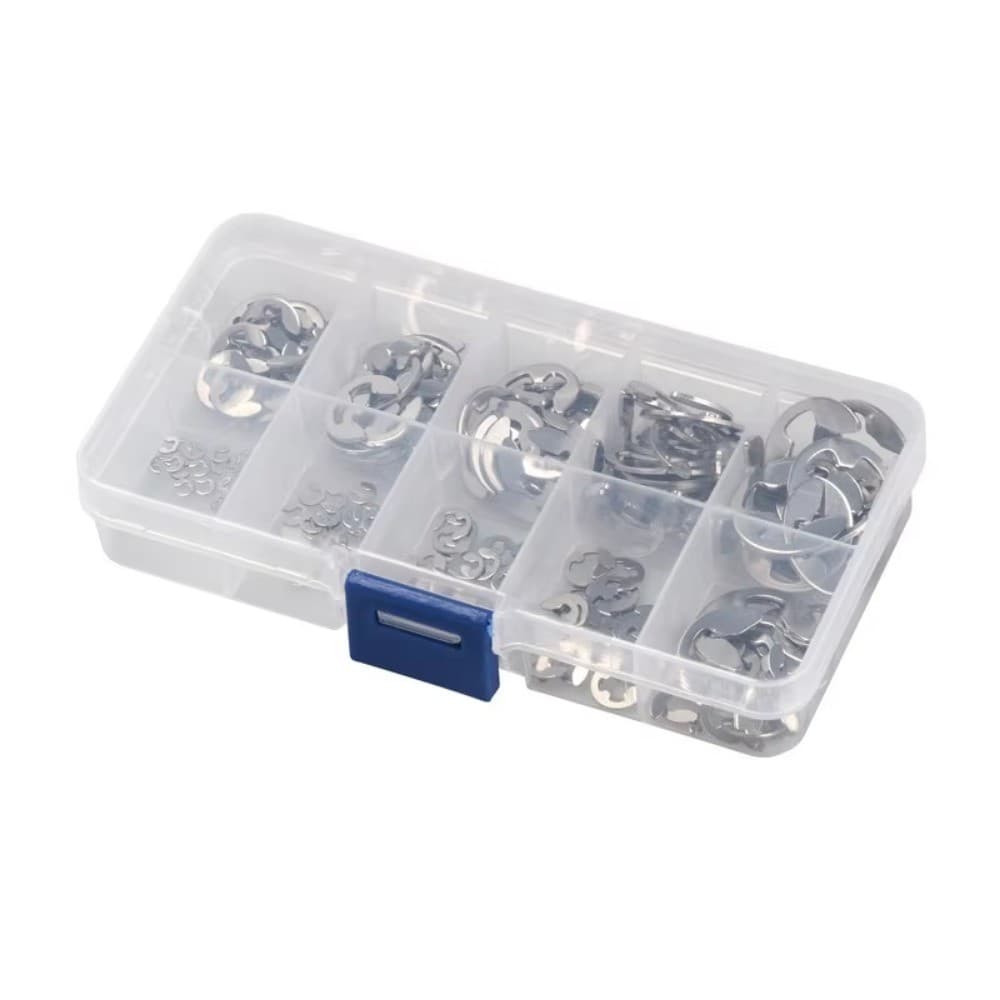 Urlwall 200/550pcs 1.5/2/3/4/5/6/7/8/9/10 มม.E-Clips แหวน Snap ยึด Circlip ชุดเครื่องมือสแตนเลสเหล็กคาร์บอน E ประเภทคลิป รูปที่ 6