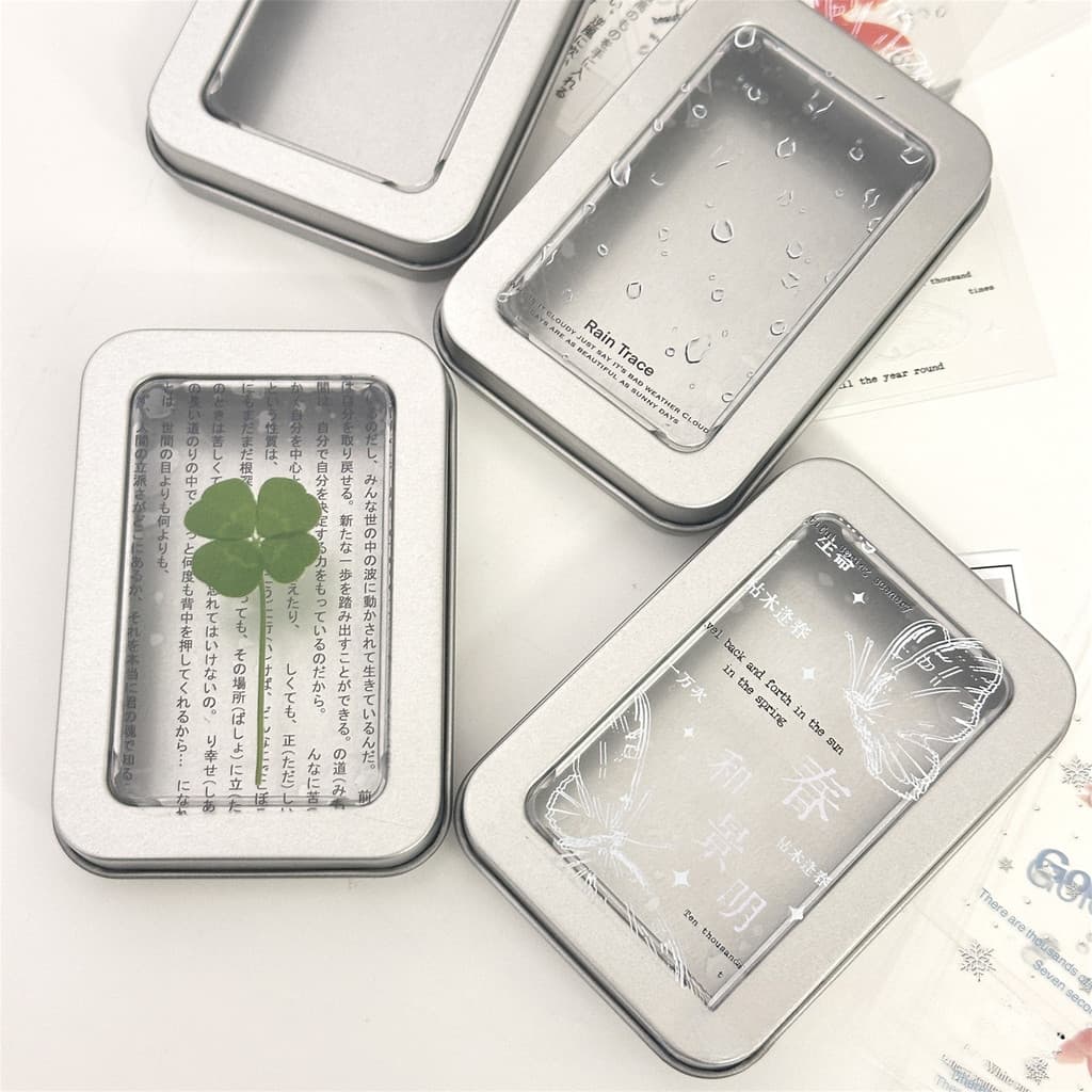 กล่องดีบุกเงิน Flip Cover Case กล่องเหล็ก Mini Storage Box Desk Organizer รูปที่ 2