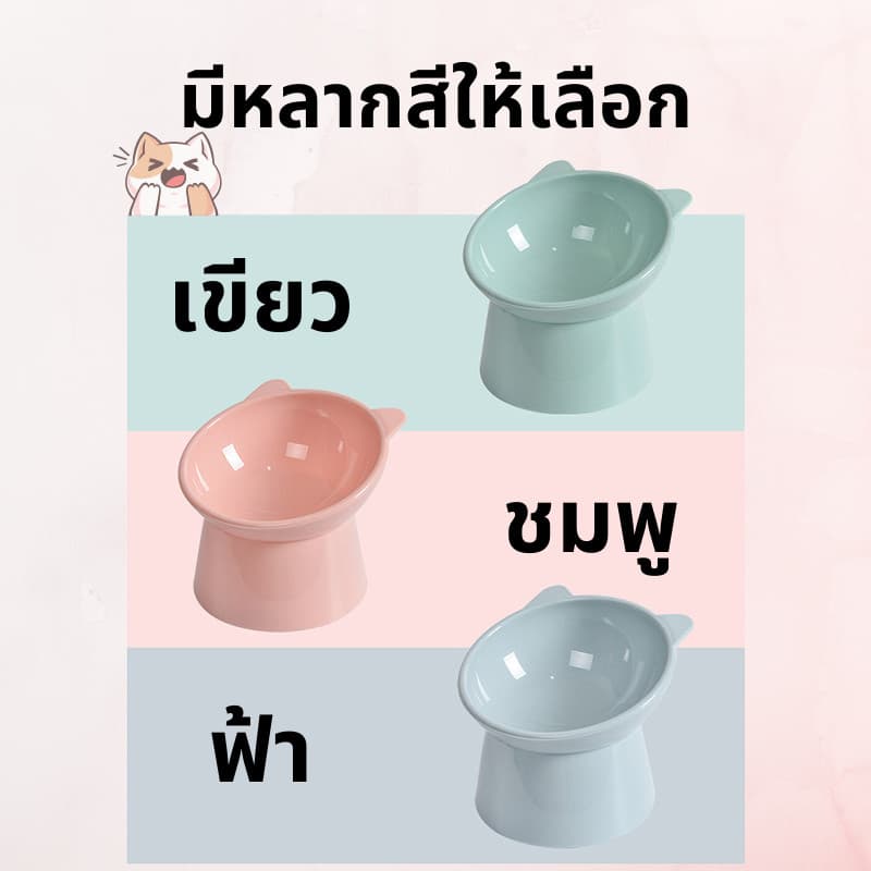 ชามอาหารสัตว์เลี้ยง ชามกันมด แมว ชามอาหารแมว ชามอาหารหมา ทรงเอียง 15 องศา ป้องกันกระดูกสันหลังคอ รูปที่ 3