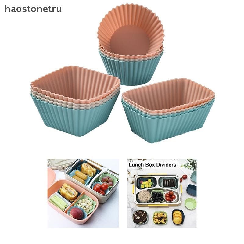 Ost 12 ชิ้นซิลิโคน Cupcake เบเกอรี่ถ้วย Non-Stick มัฟฟิน Liners ชุดแม่พิมพ์ Bento กล่องอาหารกลางวัน Dividers Pastry แม่พิมพ์เค้ก N รูปที่ 3