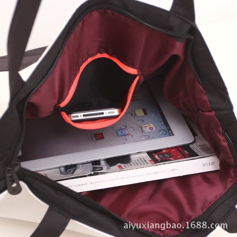 V-shop2 กระเป๋าผ้าแฟชั่น ขนาดใหญ่ ลายน่ารัก มีซิป แบบถือสะพายไหล่กระเป๋าผ้า TOTE สไตล์ญี่ปุ่น รูปที่ 7