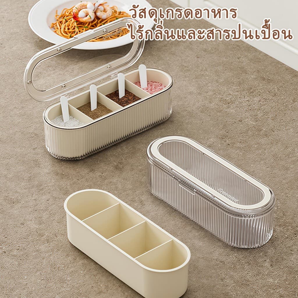 กล่องเก็บช้อนส้อม พร้อมถาดระบายน้ำ กล่องใส่เครื่องปรุง แบบใส กันฝุ่น พร้อมฝาปิด กล่องเก็บของอเนกประสงค์ สําหรับห้องครัว รูปที่ 7
