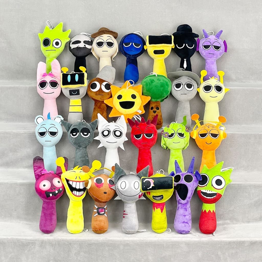 Sprunki Plush Toy Sprunki Incredibox เกมสีเทา Venda Oren ตุ๊กตาตุ๊กตากระเป๋าจี้ รูปที่ 1