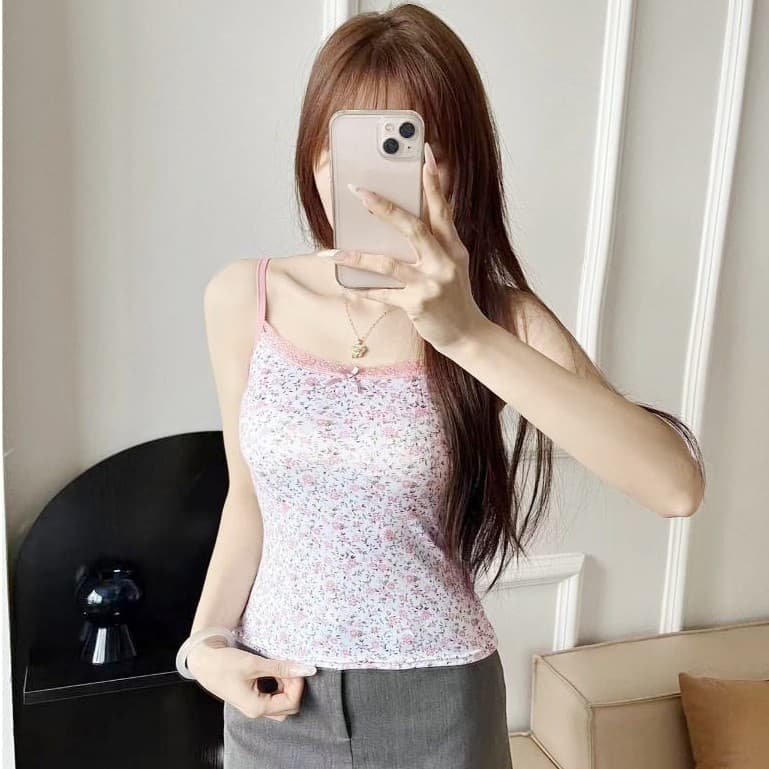 Loveisbra สายเดี่ยวพิมพ์ลายดอก แต่งขอบลูกไม้สุดเซ็กซี่ ผ้านุ่มใส่สบาย รูปที่ 4