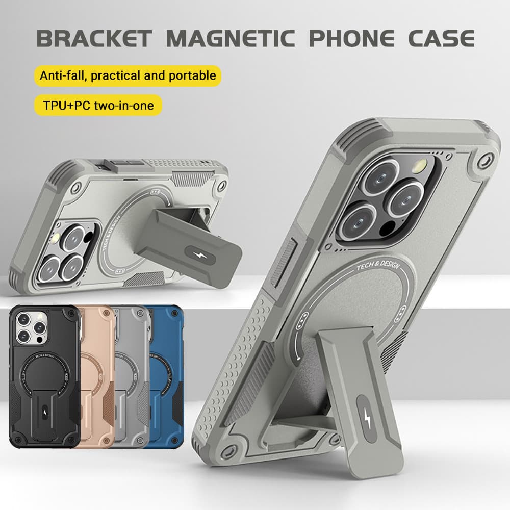 Armor Magnetic Holder เคส For iPhone 16 Pro Max เคสไอโฟน 11 17 13 15 14 12 Air 15promax 16promax 17pro เคสกันกระแทกไอโ รูปที่ 2