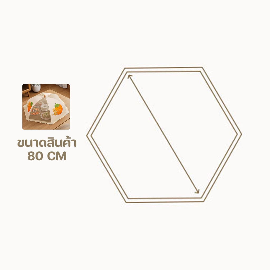ฝาชีครอบอาหารแบบมุ้ง พับเก็บได้ มีสายห้อย ลวดลายสวยงาม ขนาด 80 cm. จากรังสิต รูปที่ 6