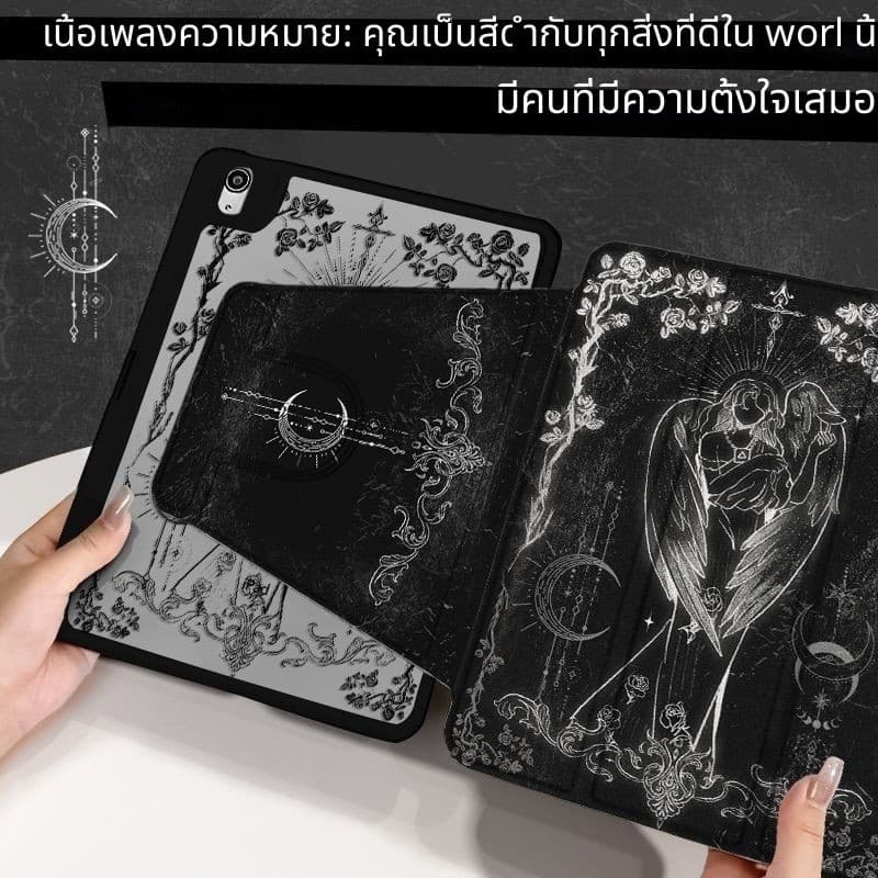 สําหรับ iPad Mini4 Mini5 Mini6 Gen11 A16 Gen10 Gen9/Gen7/Gen8 10.2 air4/5 10.9 10.5 Air3/Pro 11 2021 อะคริลิค 360 หมุน Dark Angel Anti Bend แผ่นป้องกันกรณี รูปที่ 9