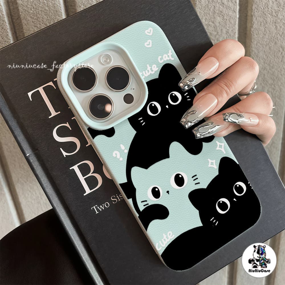 เคส For iPhone 13 เคสหนังเนื้อนิ่มสีแคนดี้ น่ารัก Mดำ For iPhone 15 16 13 14 12 11 Pro Max XS XR 7P 8P เคสหนัง Case รูปที่ 3