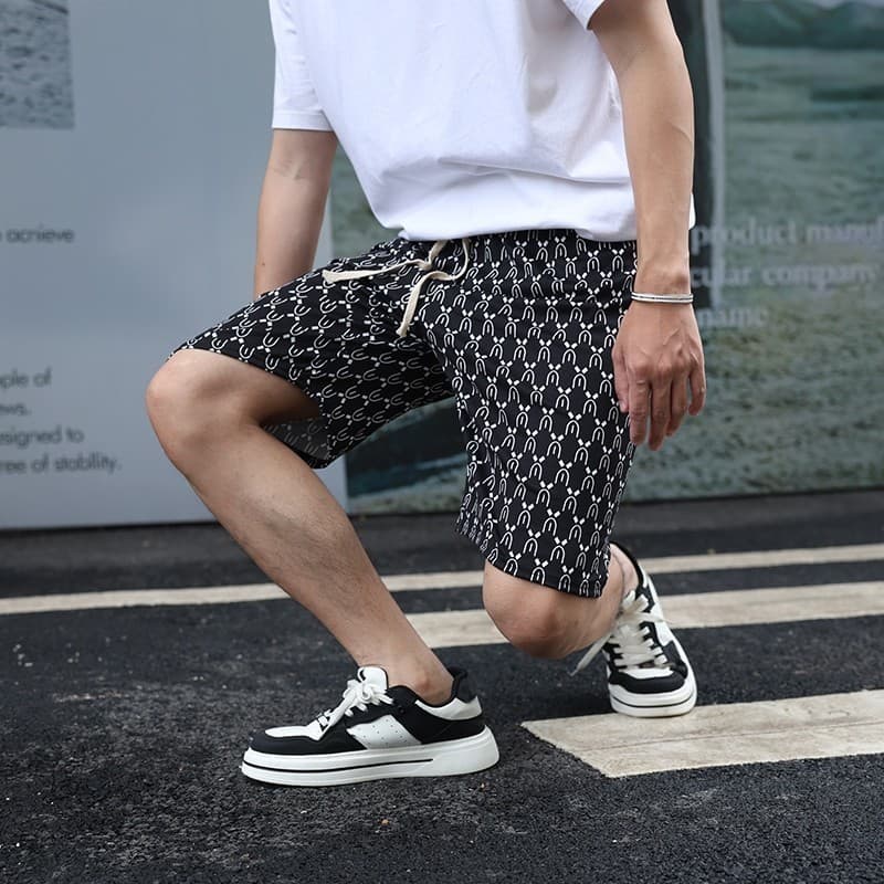 MUHANLU กางเกงขาสั้นสวมใส่สบาย ระบายอากาศได้ดี กางเกงขาสั้นลำลอง เอวยางยืดคุณภาพดีและ ฟรีไซร์ เอว 28-44นิ้ว รูปที่ 5
