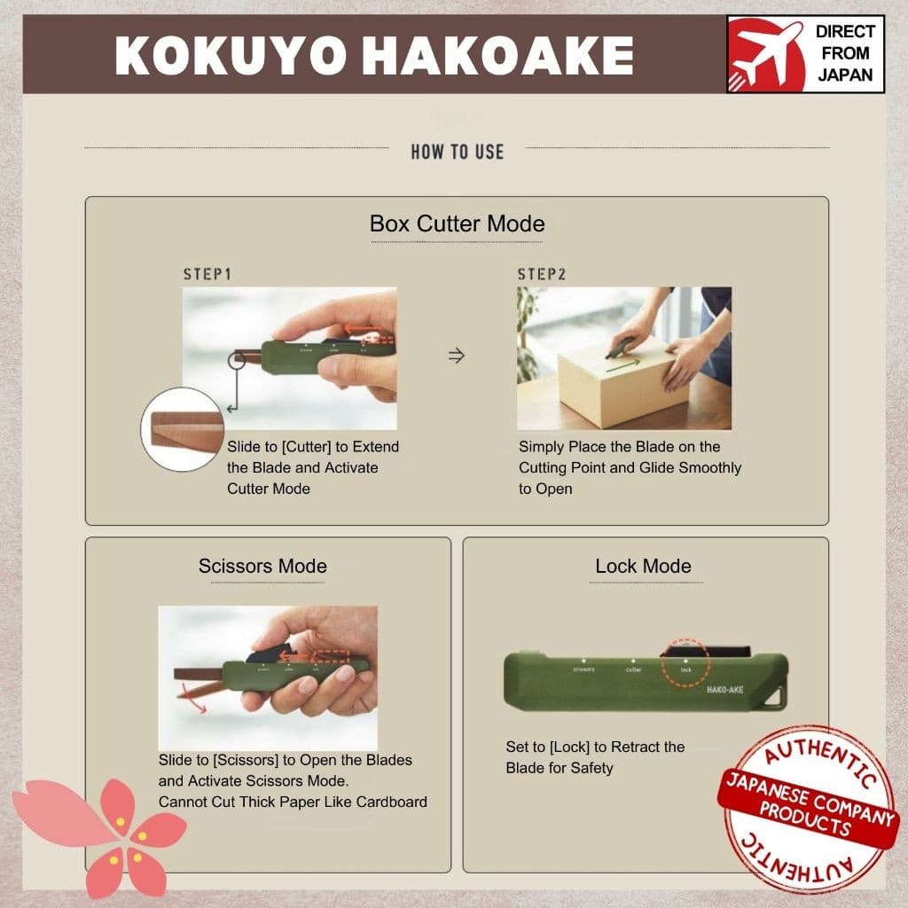KOKUYO HAKO-AKE กรรไกร2ทางและที่ตัดกล่องส่งตรงจากญี่ปุ่น รูปที่ 4