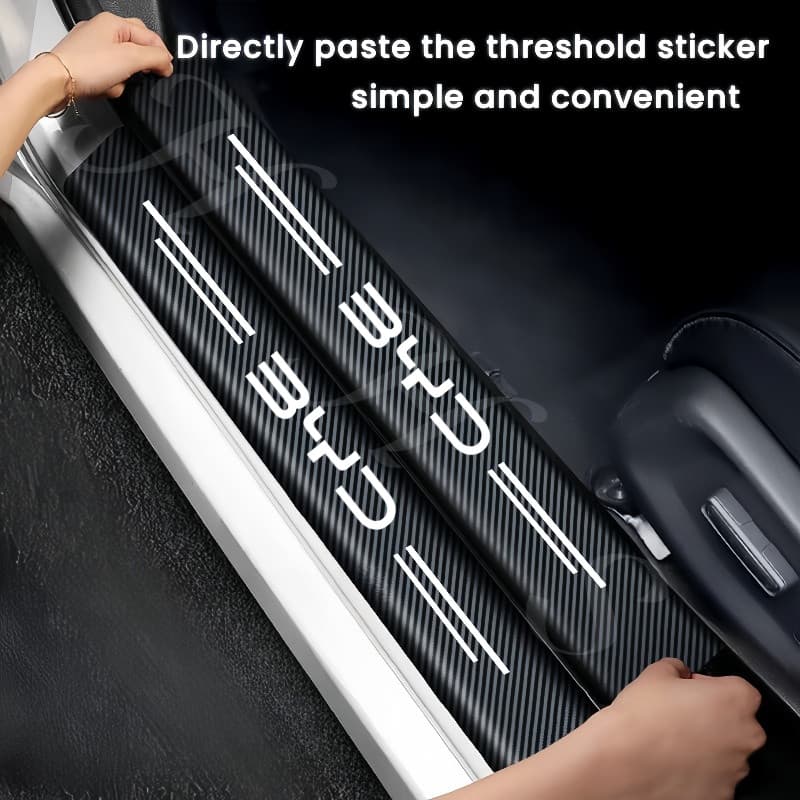 4/8ชิ้น สำหรับ BYD Dolphin Atto 3 Sealion 6 Sealion 7 M6 คาร์บอนไฟเบอร์ กันรอยประตูรถยนต์ ยินดีต้อนรับเหยียบเกณฑ์แถบรถตกแต่งภายในอุปกรณ์ตกแต่ง สติกเกอร์คาร์บอนไฟเบอร์ ป้องกันรอยขีดข่วน สำหรับติดประตูรถยนต์ Threshold stickers to prevent trampling รูปที่ 3