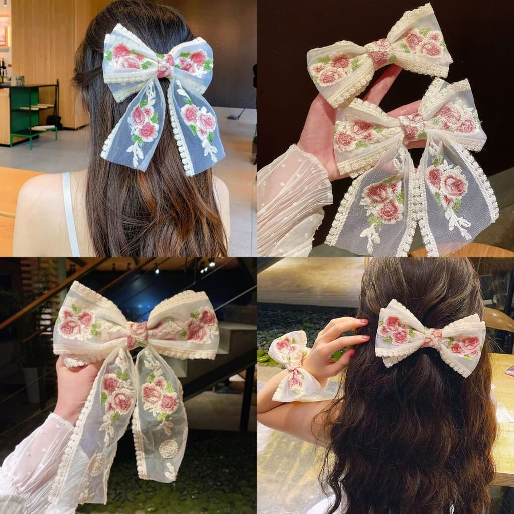 ลูกไม้ริบบิ้นปักกิ๊บโบว์ใหญ่ รูปที่ 1