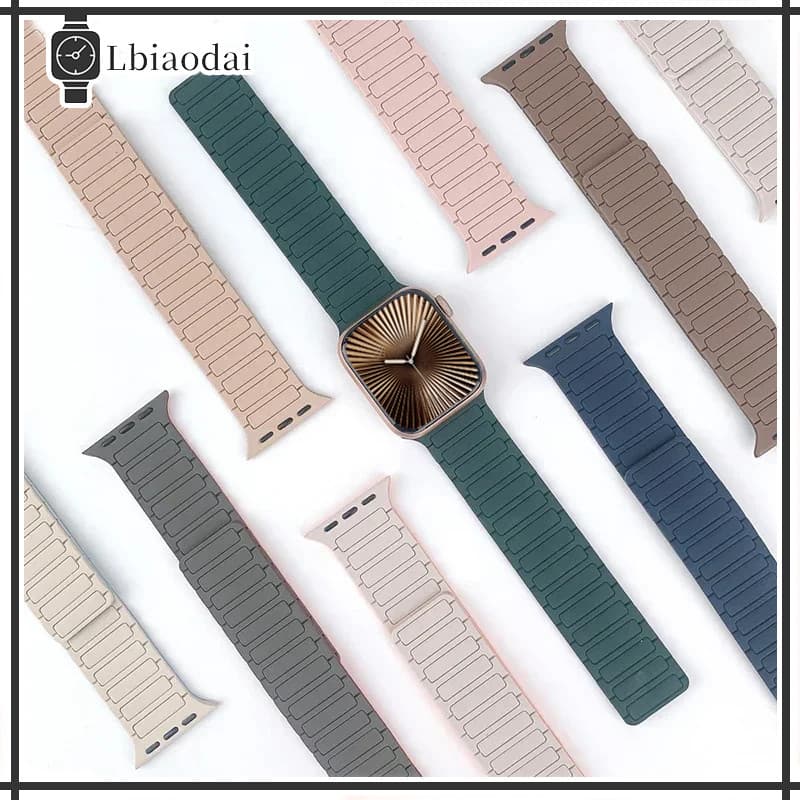 กีฬามีแม่เหล็กซิลิโคนสายรัด for Iwatch Series 11 10 9 8 7 6 5 4 3 2 Apple Watch Ultra 3 2 49 SE 46 45 42 41 40 44 38 มม รูปที่ 1