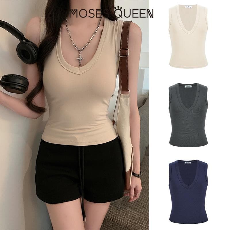 MOSESQUEEN เสื้อกั๊กแปรงเซ็กซี่ ไหล่กว้างพร้อมแผ่นรองหน้าอก เสื้อด้านในฤดูหนาวกระชับสัดส่วน #62839 รูปที่ 1