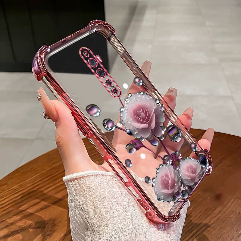 เคสสําหรับ OPPO Reno 2 2F 2Z เคสโทรศัพท์สีชมพูดอกตูมสี่มุมซิลิโคน TPU นิ่มโปร่งใส ดีซ รูปที่ 1