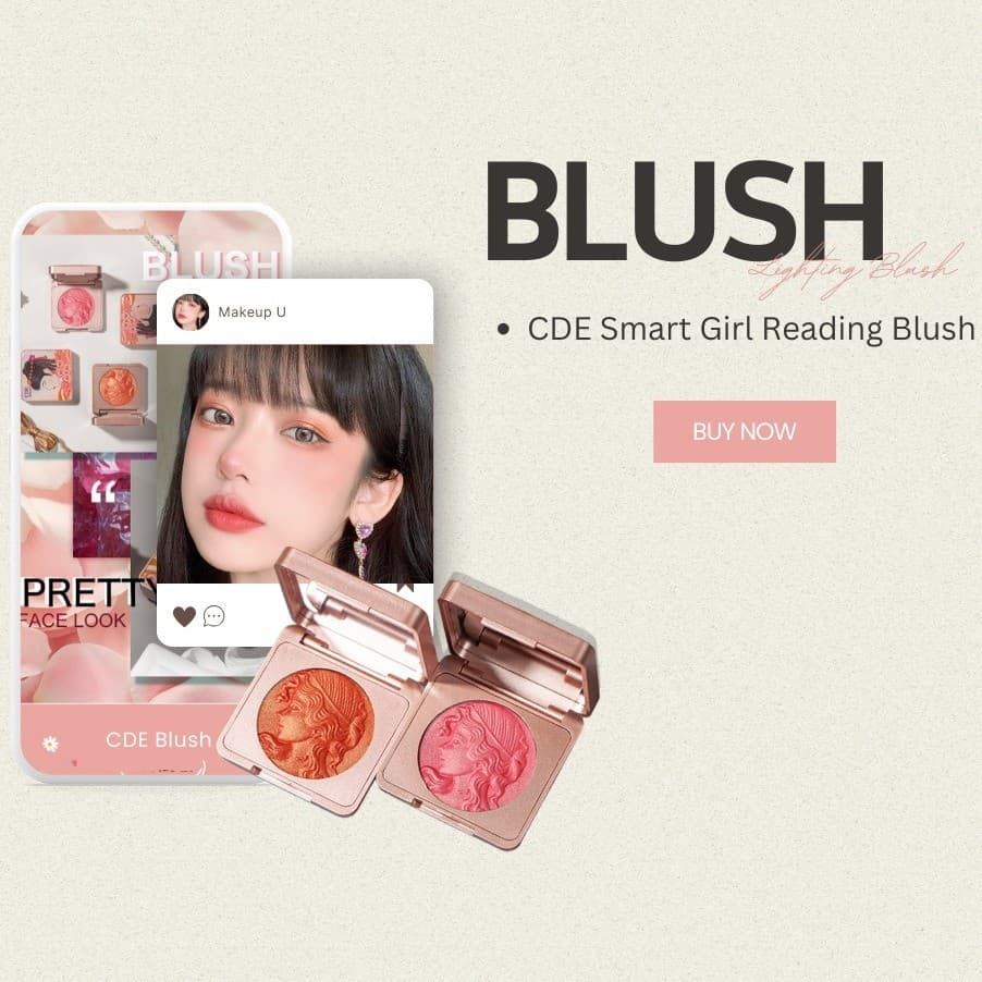 บลัชออน เนื้อฉ่ำวาว เม็ดสีแน่น ติดทน กันน้ำ Smart Girl Reading Blush CDE รูปที่ 6
