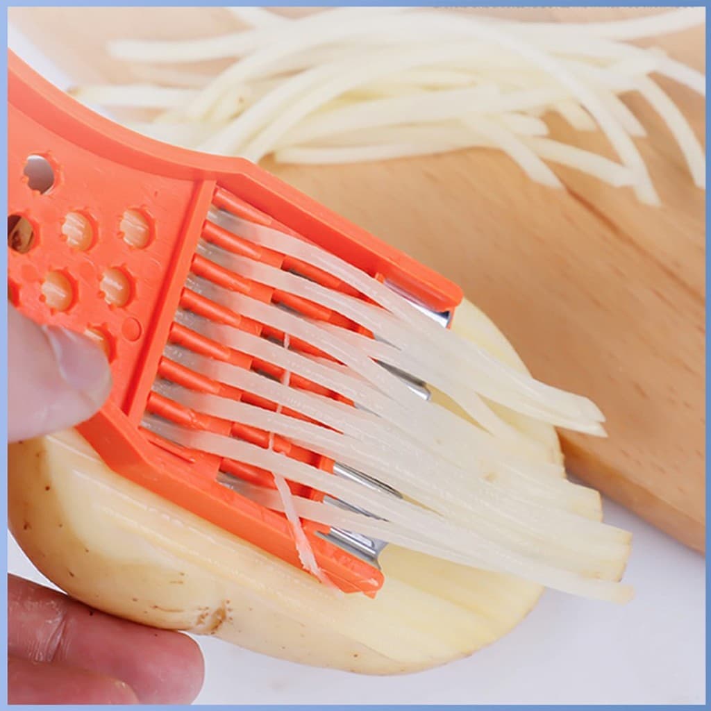 มีดปอกผลไม้ ที่ขูดมะละกอ เครื่องตัดผักเอนกประสงค์ แบบหนา 5in1 veggie chopper รูปที่ 6