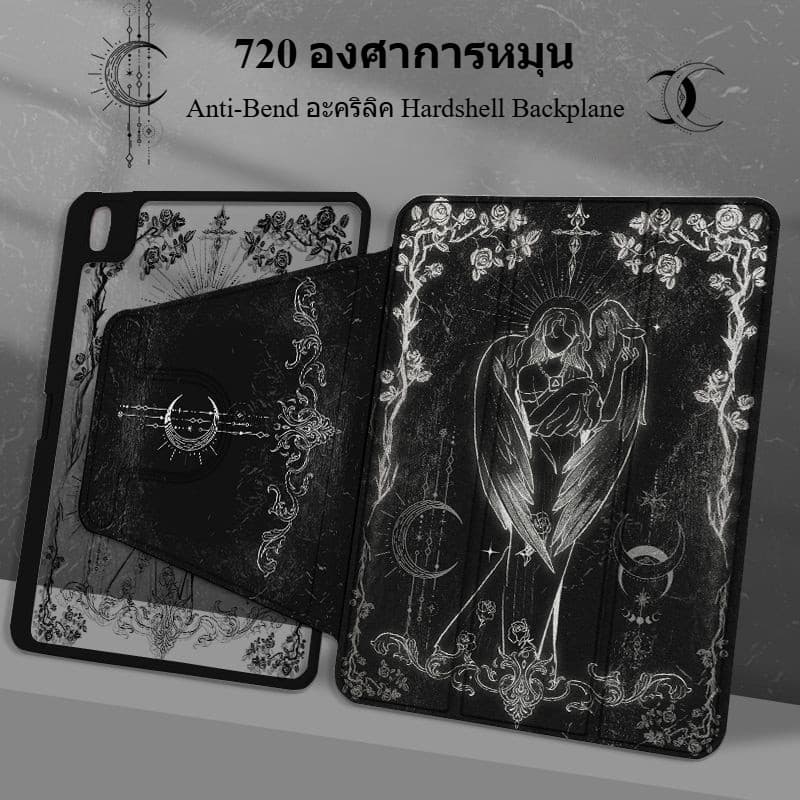 สําหรับ iPad Mini4 Mini5 Mini6 Gen11 A16 Gen10 Gen9/Gen7/Gen8 10.2 air4/5 10.9 10.5 Air3/Pro 11 2021 อะคริลิค 360 หมุน Dark Angel Anti Bend แผ่นป้องกันกรณี รูปที่ 3