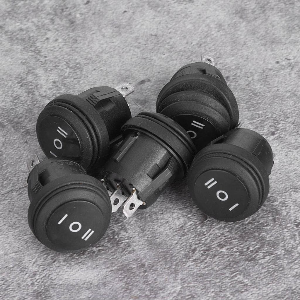 5 ชิ้น 3 ตำแหน่ง ON/OFF/ON สีดำ Round Rocker Switch Pin 10A/125V 6A/250V รูปที่ 6